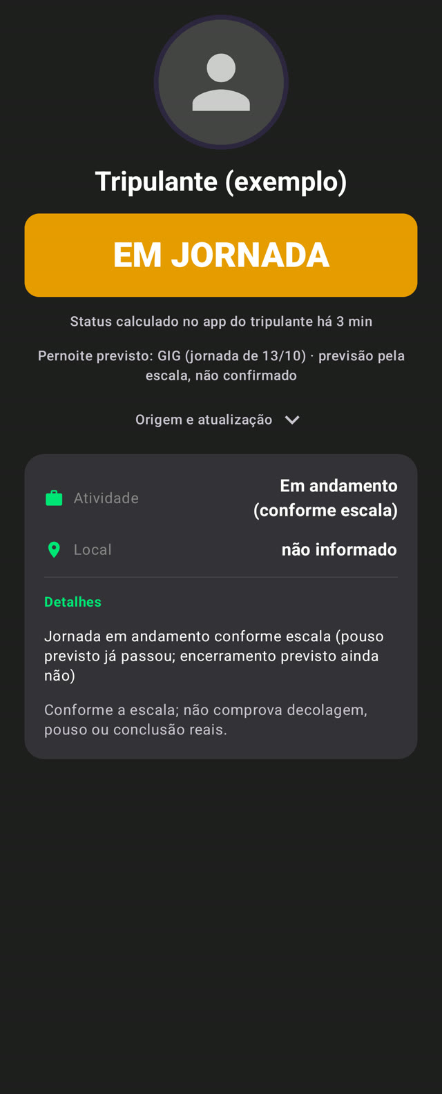 CrewGuardian — status e pernoite